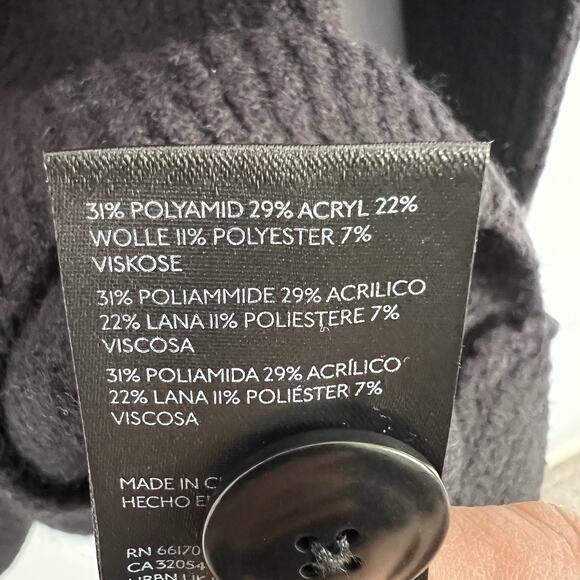 Maeve Womens Wool Blend V Neck Hourglass Cardigan Black Sz S Ribbed Knit - Picture 9 of 13